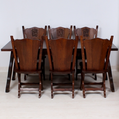 č.1547, kuchyňský SET STYLOVÝ,  stůl 180x85 cm + 6 ks židlí