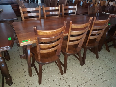 č.1912 kuchyňský SET MASIV DUB, stůl 180x85 cm + 6 ks židlí